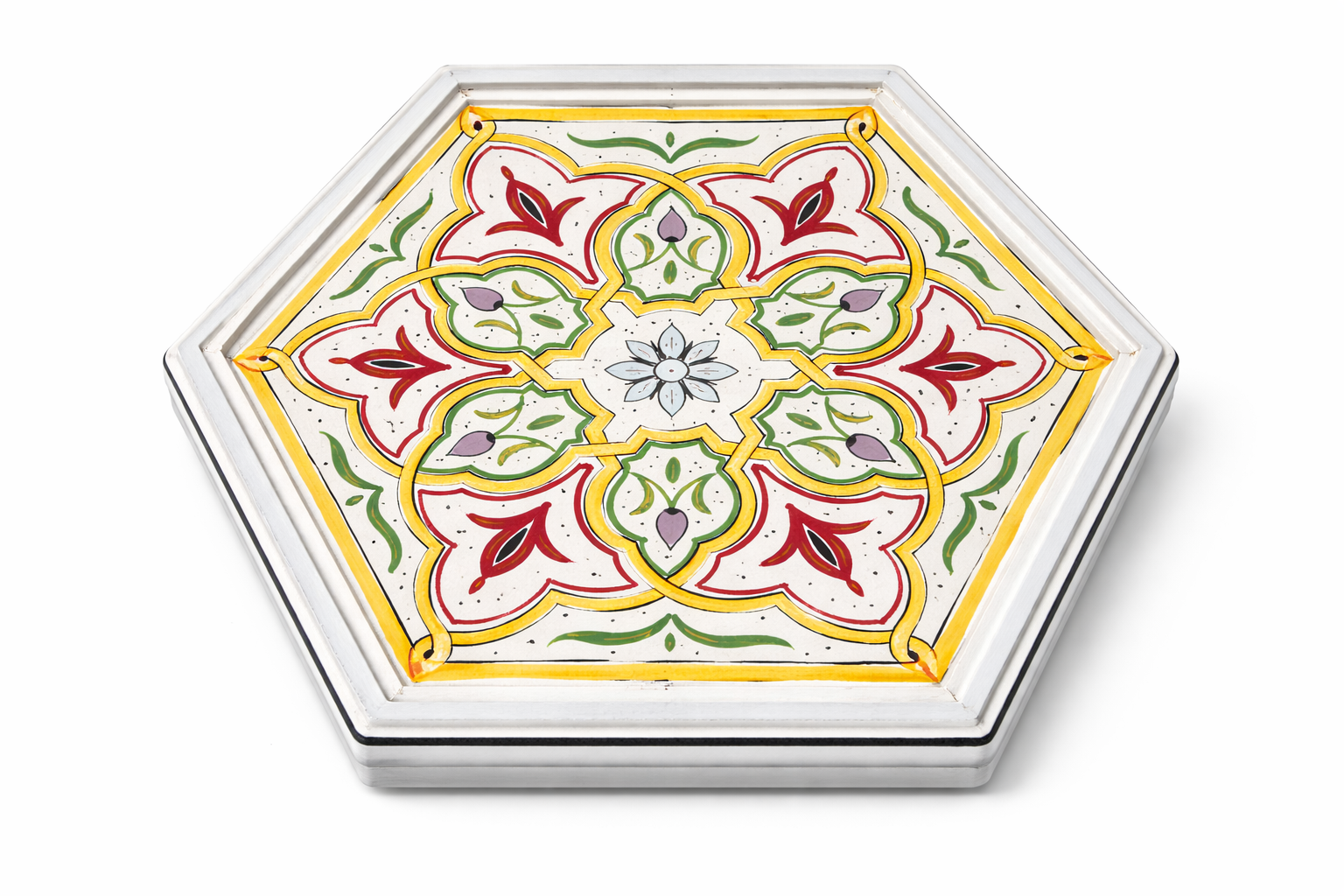 Hand-Painted Moroccan Style Lattice Accent Table