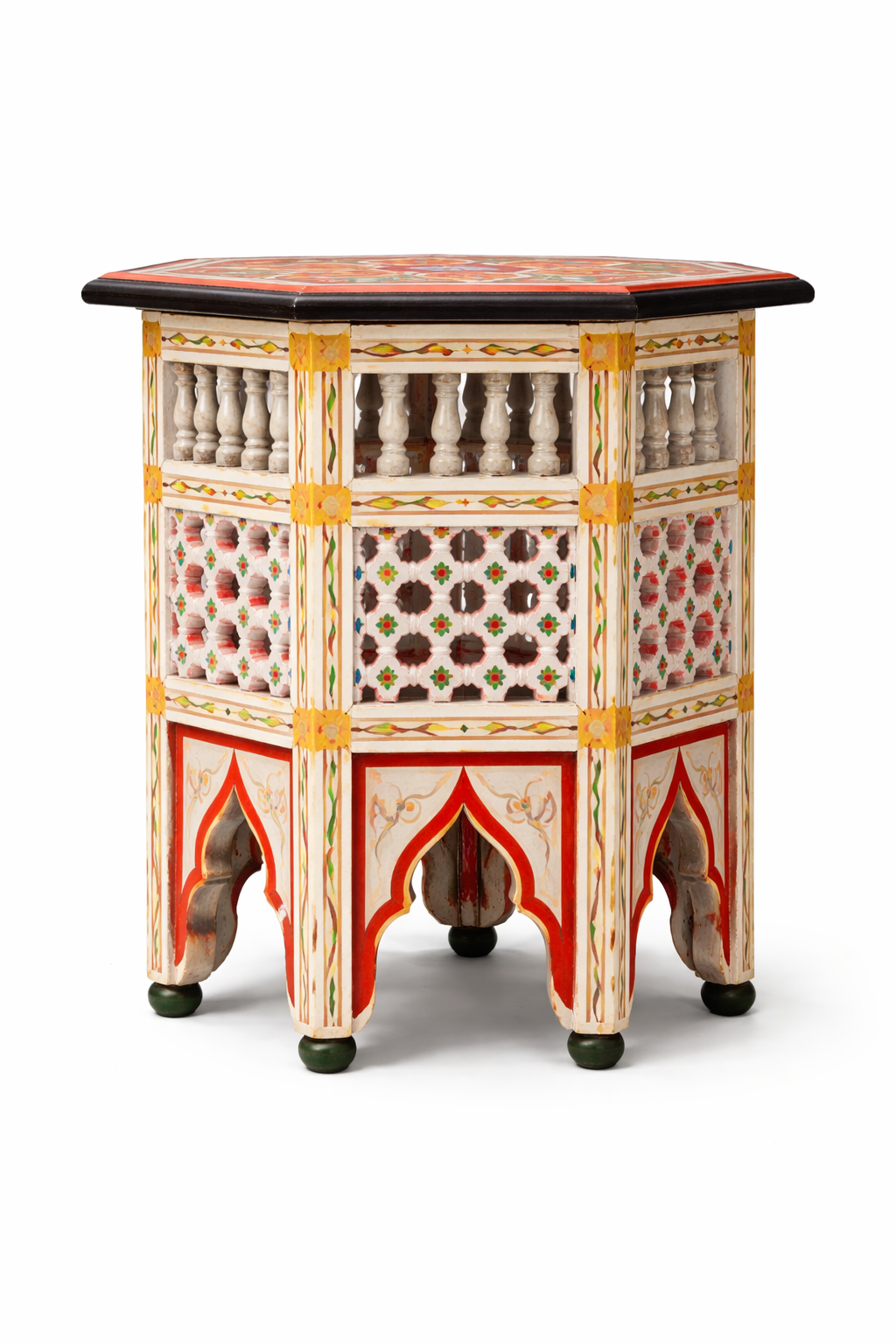 Hand-Painted Moroccan Style Lattice Accent Table