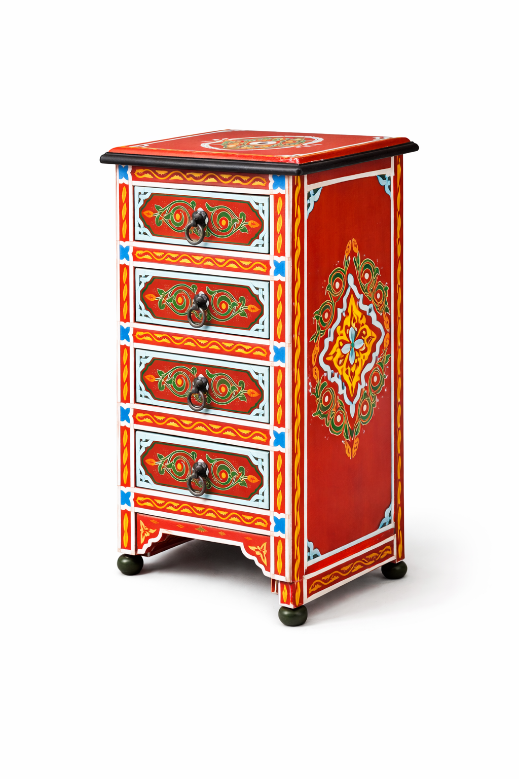 Marrakech crimson Hand-Painted bedside chest