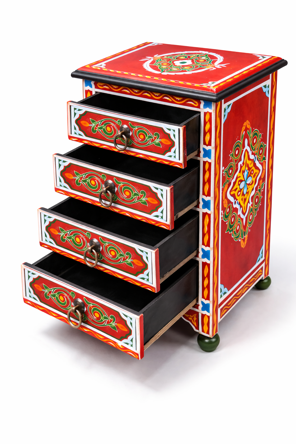 Marrakech crimson Hand-Painted bedside chest