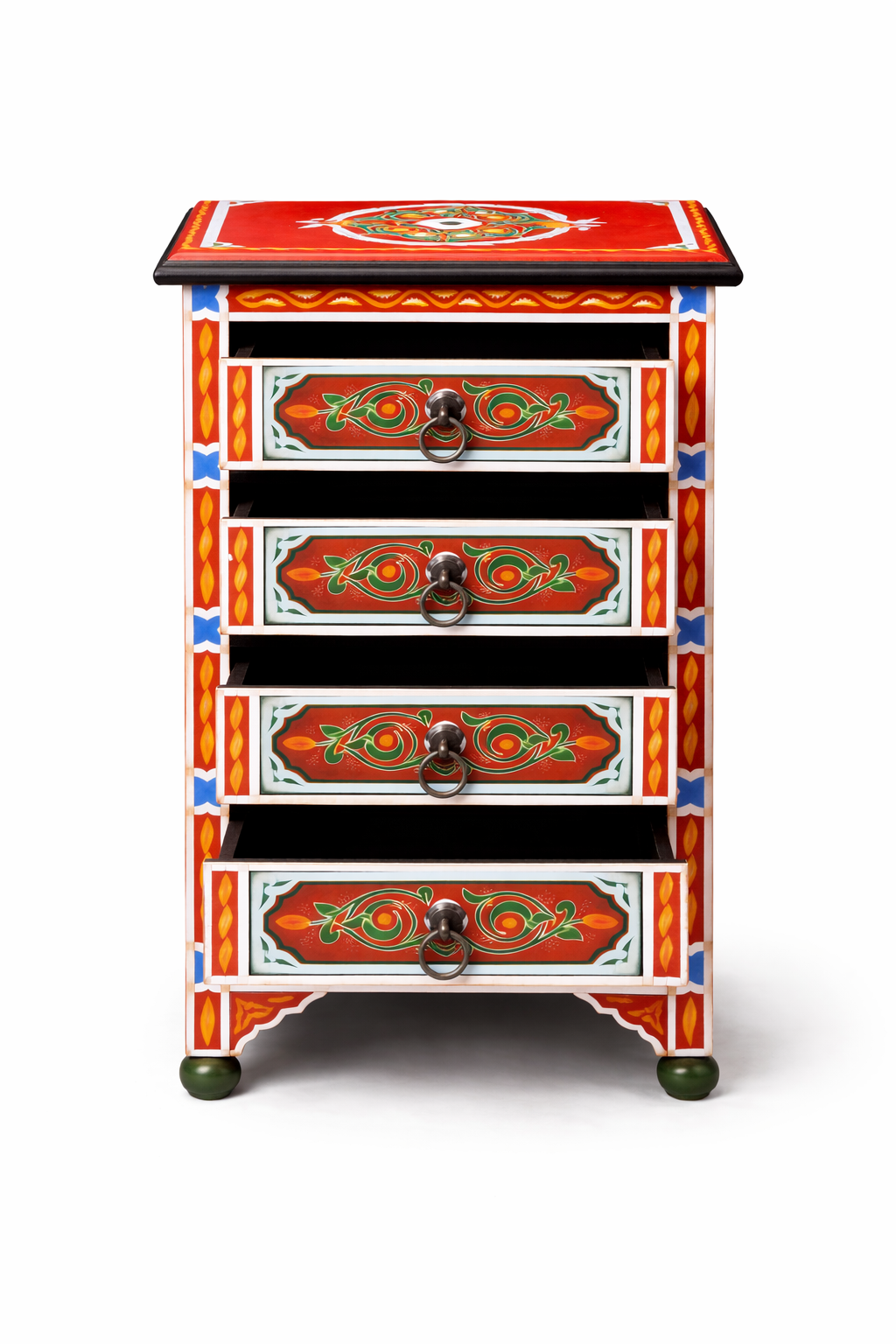 Marrakech crimson Hand-Painted bedside chest