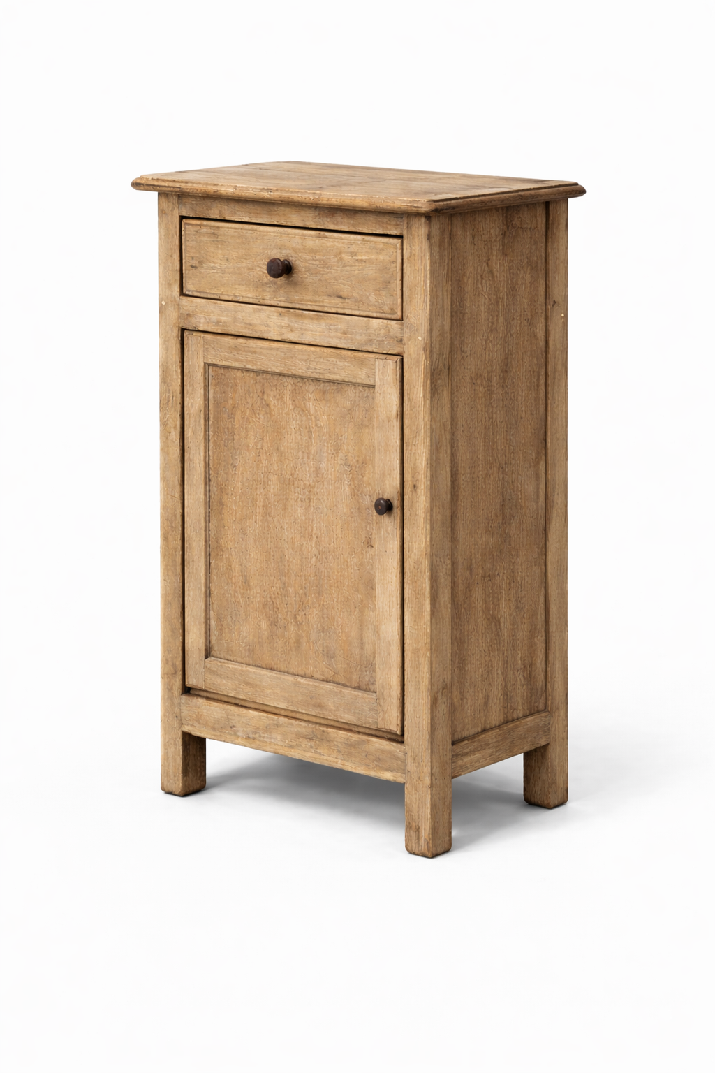 Rustic Solid Wood Bedside Cabinet with Drawer