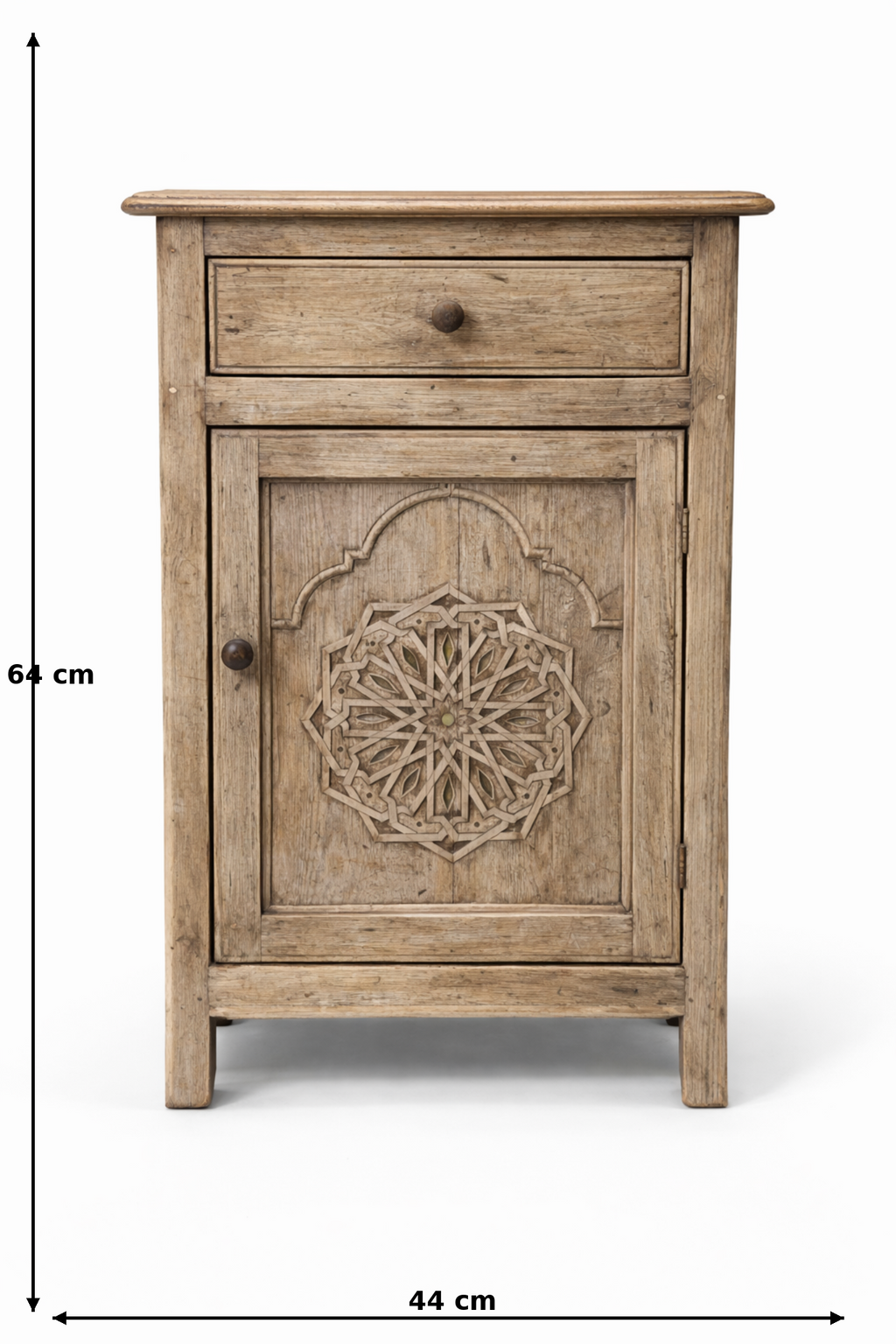 Rustic Solid Wood Bedside Cabinet with Drawer