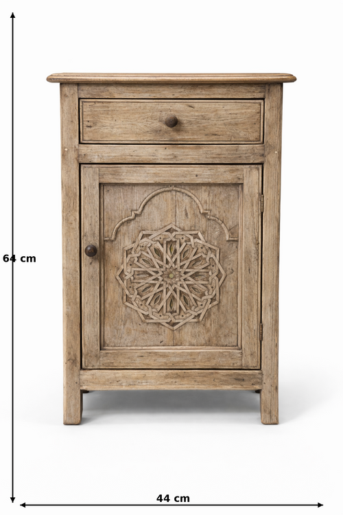 Rustic Solid Wood Bedside Cabinet with Drawer