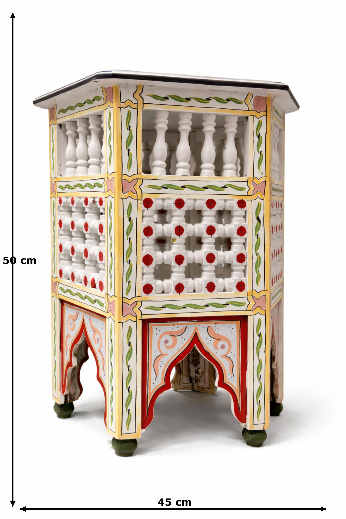Hand-Painted Moroccan Style Lattice Accent Table